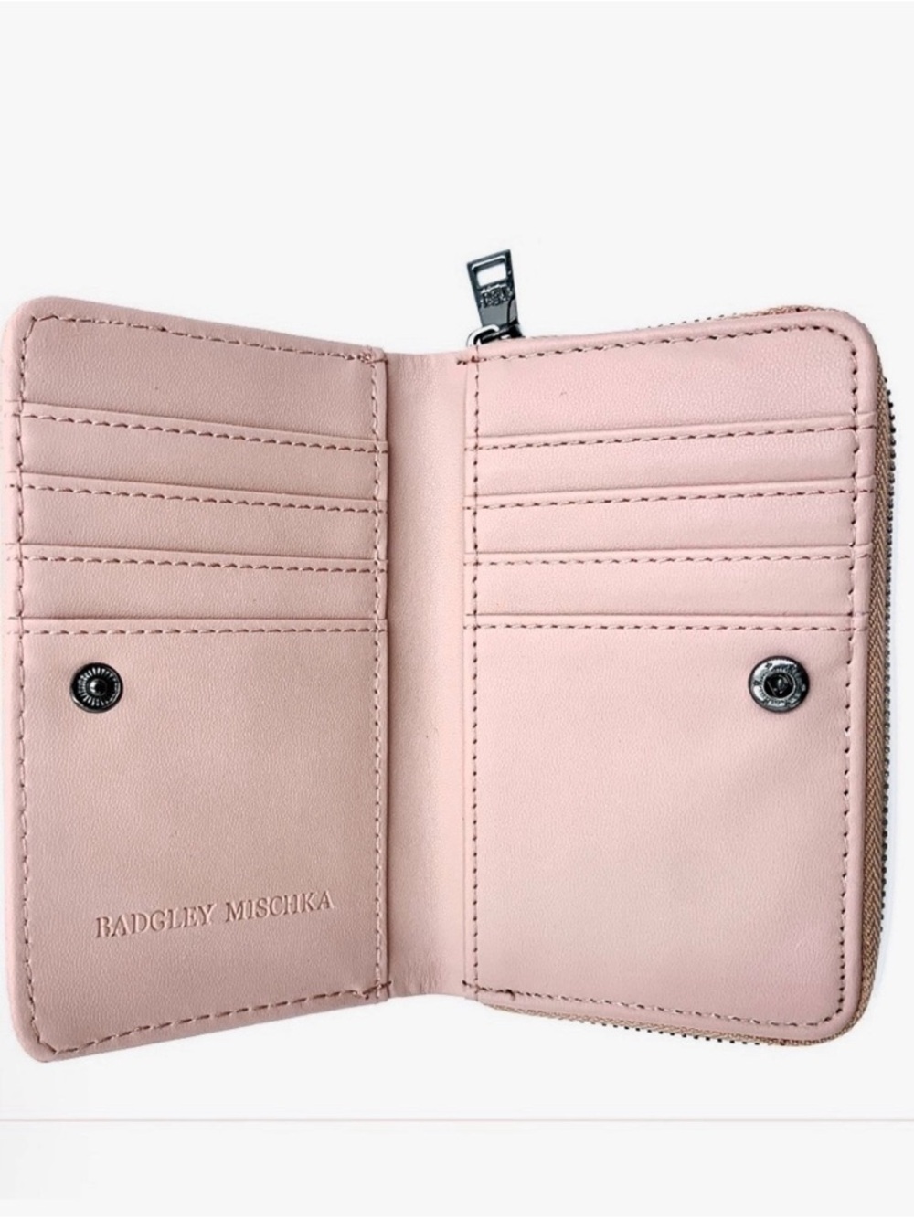 Badgley Mischka Croc-Embossed Pink Blush Zip Wallet NWT  Vegan Leather - Picture 2 of 6